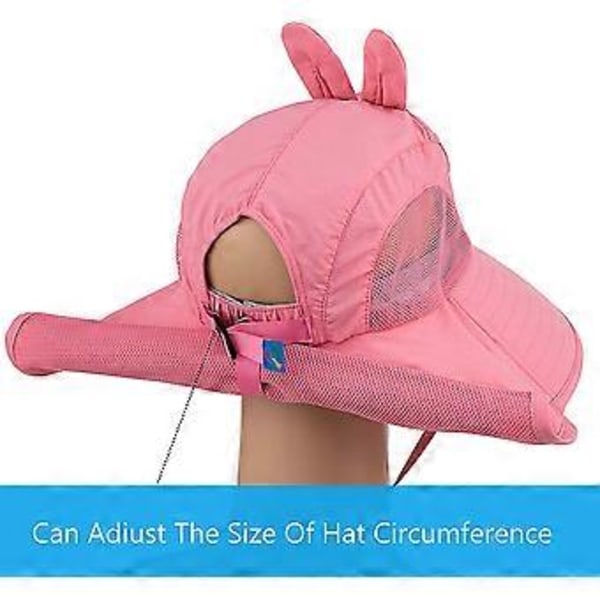 Solhat til børn med bred skygge, strandhat med mesh og justerbar hagestrop (Gul)(PINK)