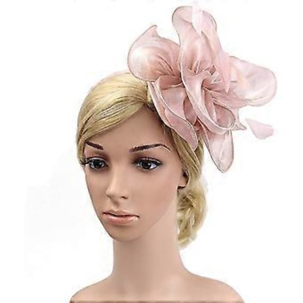 Fjäder Mesh Partyhatt Blommig Glitter Tiara Clip och Hårband Dam (rosa)