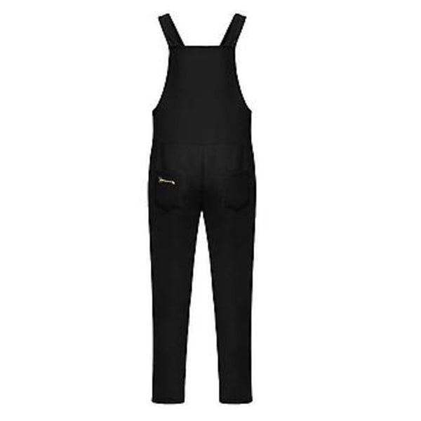 Damernas Våren/Sommaren Casual Lösa Långa Bib Byxor Jumpsuits Baggy Bomull Linne Look Rompers Overalls Byxor Plus Size (L Svart)