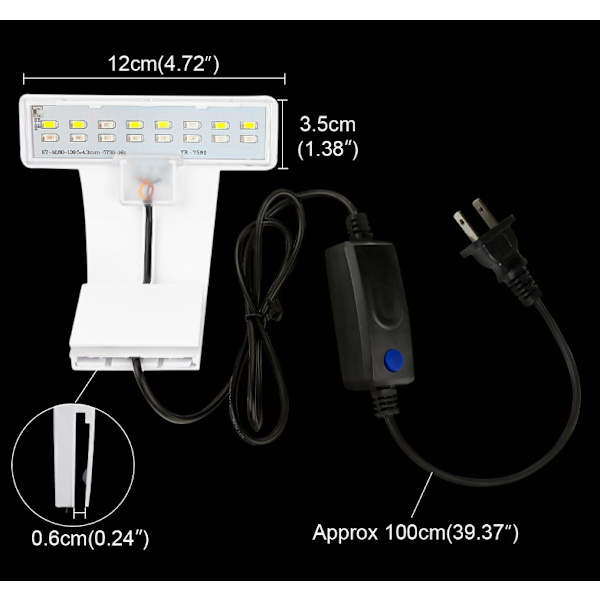 Akvarielampe (sort), Clip på akvarielampe 3 farver LED-belysning Akvarielampe Fisktanklys 220