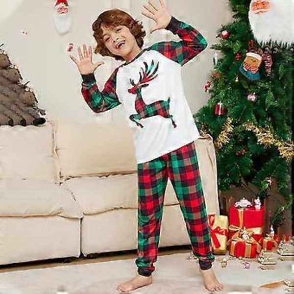 Julefamiliens Matchende Nattøj Pyjamas Juleplaid Trykt Nattøj Børn Spædbørn Mænd Kvinder Pyjamas Pjs Sæt (5-6 År Børn)