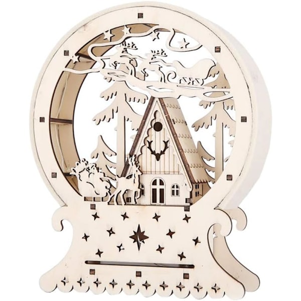 LED-belyst trehus for julelandsby, julepynt