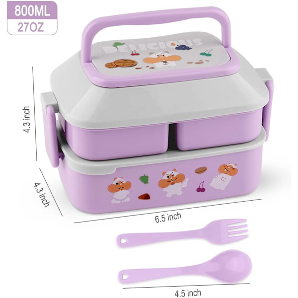 Bentoboks til Børn, 3 Rum Børne Bentoboks Madkasse, BPA Fri