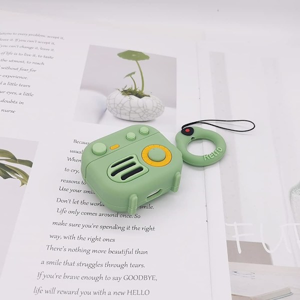 (Vihreä) Kotelo yhteensopiva AirPods 3. sukupolven kanssa 2021, Retro Radio Design