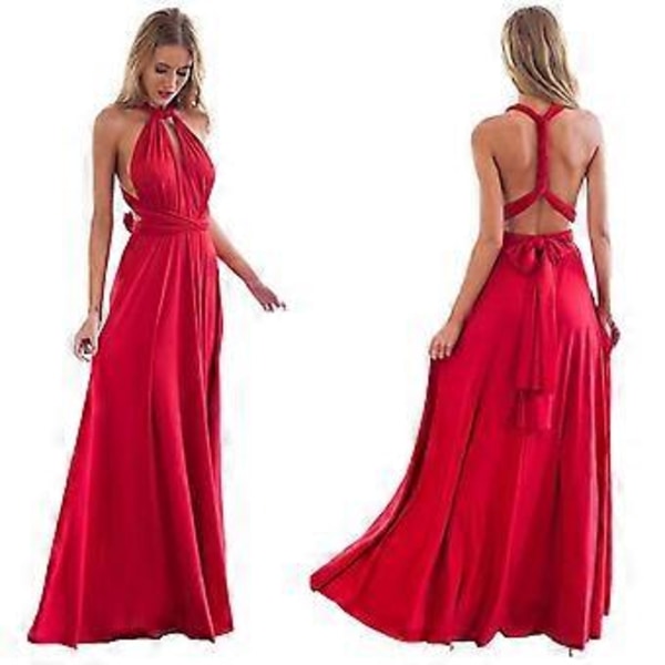Kvinnors Aftonklänning, Multi-Way Wrap, Brudtärna, Formell, Lång Maxi, Omvandlingsbar Klänning (L Rosa)