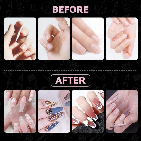 Konstgjorda naglar, 500 akryl transparenta nagelkapslar, amerikanska