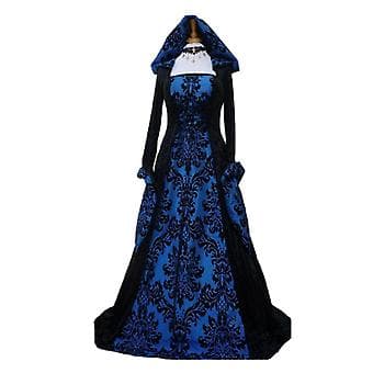 Dam Renaissance Kostym Medeltida Irisk Klänning Retro Klänning Cosplay (M Blå)