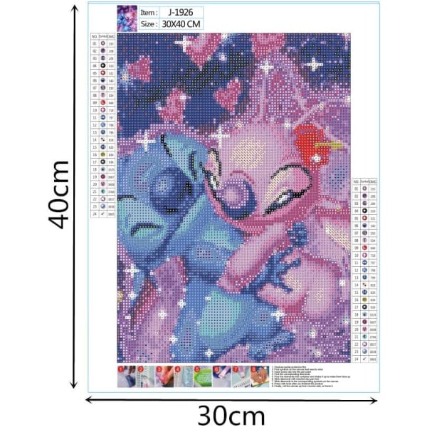 5D DIY Diamantmaleri, Stitch 5D DIY Diamantbroderi Maling