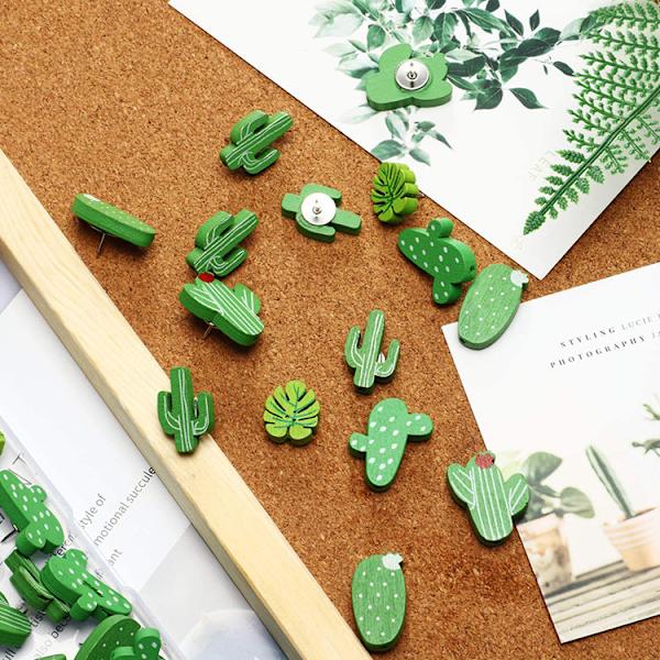 30 stycken träknappnålar Kaktus Knappnålar Palm Leaf Söt D