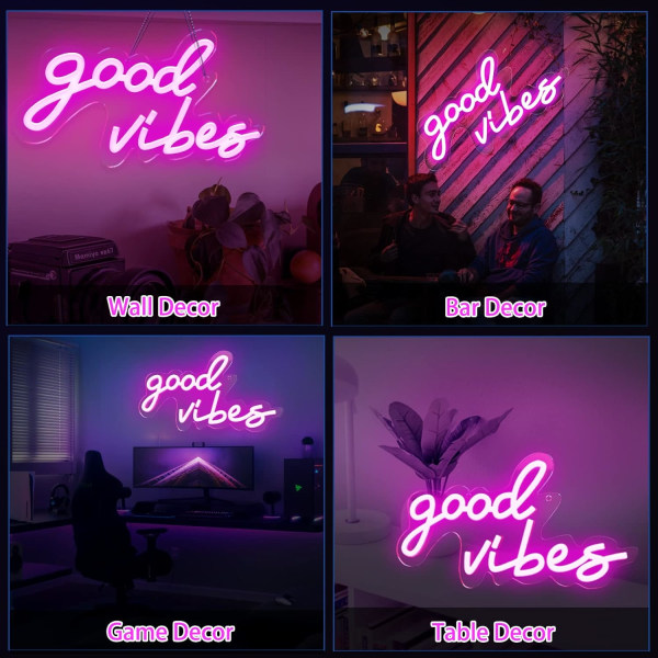 （rosa） Neon LED-ljusskylt med akrylbas USB-driven dekorativ neonskylt för sovrum bar klubb F