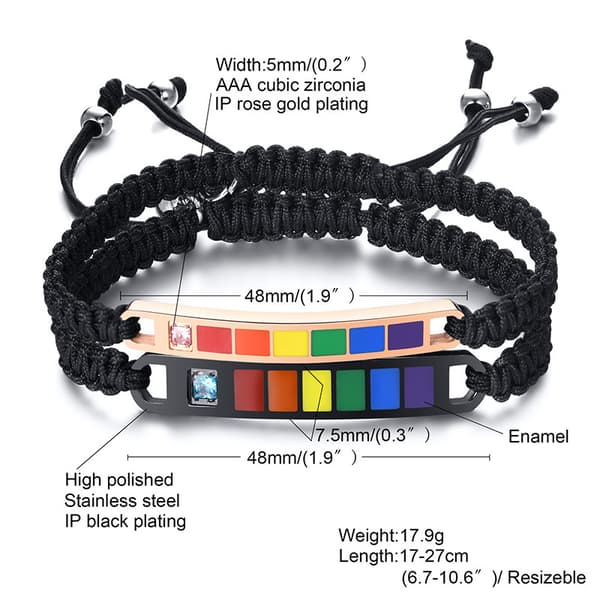 Magnetisk Pride Regnbue Armbåndsett - Justerbart Rustfritt Stål
