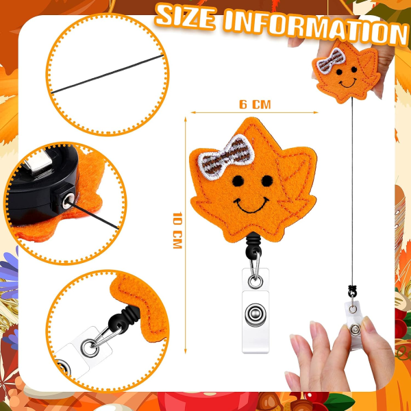 3 Pieces Thanksgiving Badge Holder Retractable Id Badge Clips Nur