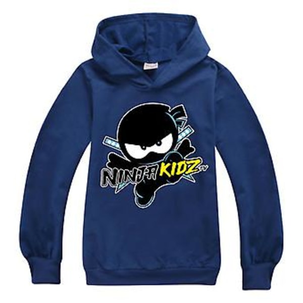Barn Pojkar Flickor Ninja Kidz Pullover Hoodie Sweashirt Huvtröja Toppar För 7-14 år (11-12 år Marinblå)
