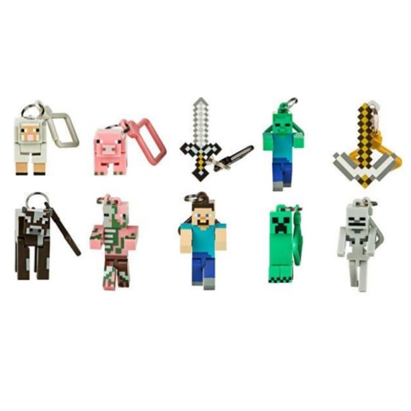 10-pack Minecraft avtagbara nyckelringar, Minecraft rörliga block pe