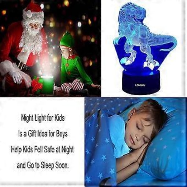 Dinosaurie Leksaker 3D Nattlampa för Pojkar med Timer Fjärrkontroll & Smart Touch 7 Färger Bytbar Dimbar TRex Leksak 1 2 3 4 5 6 7 8 9 10 År Gammal Pojkpresent