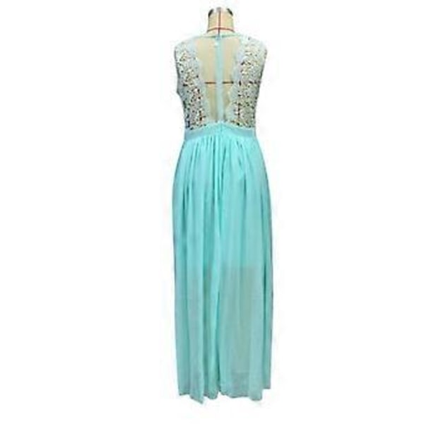 Stort prisfald Ny dame Blonde Elegant Bryllups Aftenkjole, Lang afslappet blondekjole, Brudepigekjoler, S-XXL(S Blå)