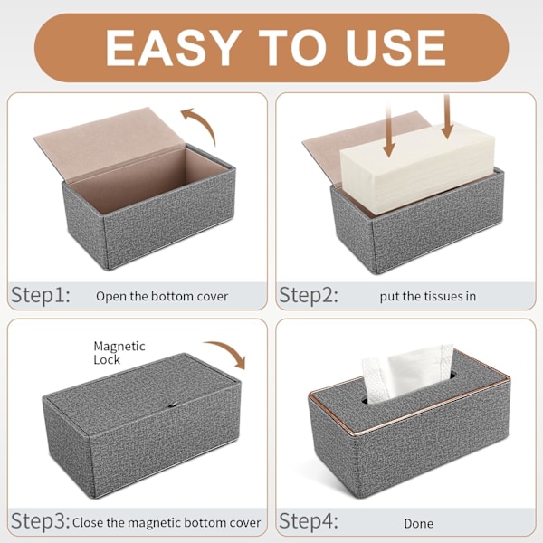 Läder Tissue Box, Rektangulär Tissue Box Tissue Box, B x D x H:
