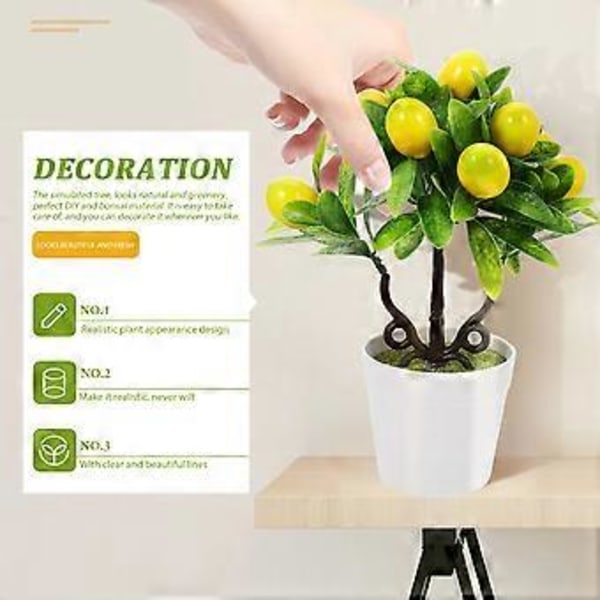 2 stk. Kunstige Planter Hjem Skrivebord Fake Citrontræ Dekorationer Simulation Bonsai Ornamenter