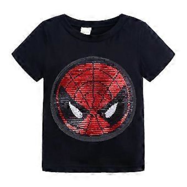 Barne T-skjorte Gutter Jenter Tegneserie Spiderman Paljetter Vendbar Mønster Skiftende Topper -NMAOV(3-4 År Svart)