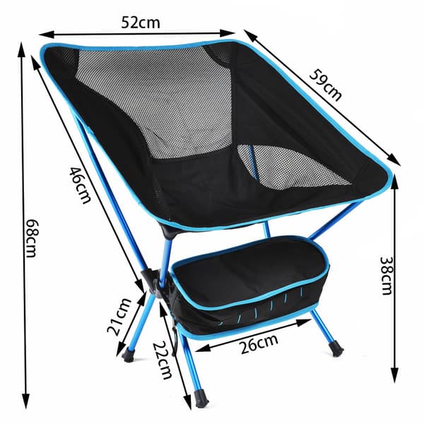 Deep Blue Ultralätt Fällbar Campingstol, Bärbar Ryggsäck