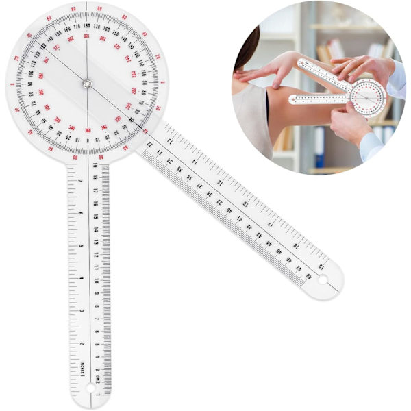 Prasacco 12-tums goniometer, transparent ortopedisk vinkelmätare P