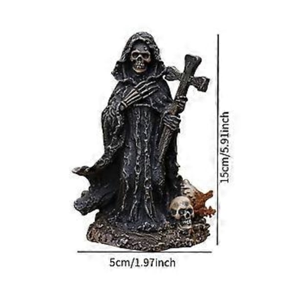 Kryds Skelet Statue Gotisk Skulptur Borddekoration Bordpynt Halloween Dekoration til Hjem Stue Soveværelse Indendørs (Stil D)