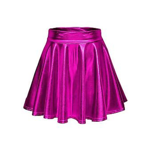 Glanset metallisk våtlook stretchy flared mini skater skjørt for kvinner/m/l/xl, 100% nytt (XL)