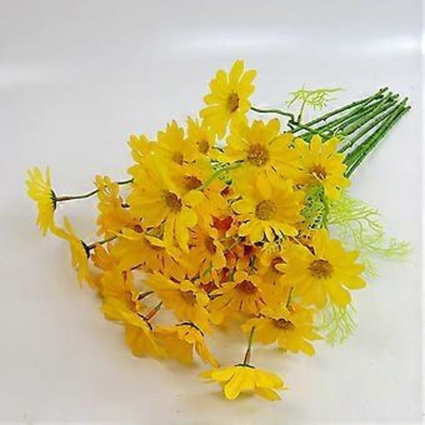 10 stk. 5 Hoder Realistisk Levende Kunstig Blomst Krysantemum Falsk Blomsterbukett Hjem Kunst Dekor Sceneoppsett (Gul)