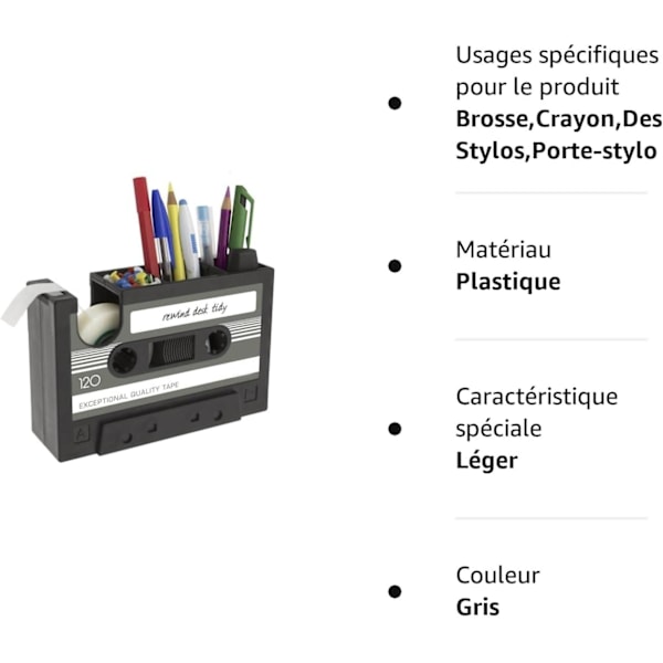 Kreativ retro kassettformad pennhållare dispenser tejpdispenser multifunktionell skrivbordsorganisatör Pe