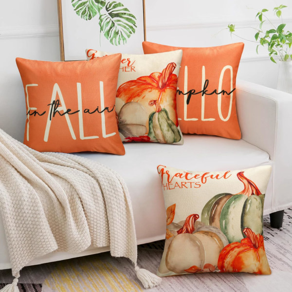 4 kpl vihreä kurpitsa tyynynpäällinen Halloween syksy beige oranssi Li