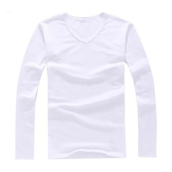 Fianao Mænds Mode Slank Pasform Bomuld V-hals Langærmet Casual T-shirt Kort Top (XL Grå)