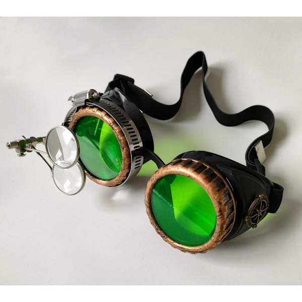 Steampunk Victorian Briller med Kompasdesign, Farvet Le