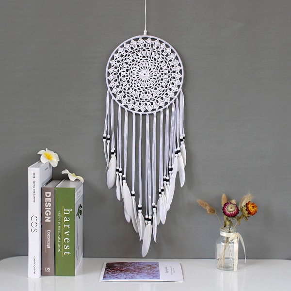 Blå Dream Blanc Minimalistisk Dreamcatcher Net (20cm Diameter 75cm)