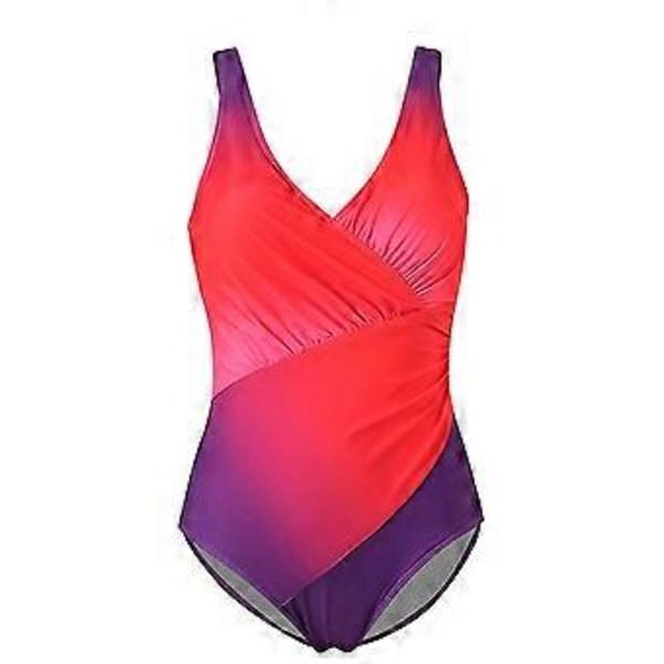 Plus Size Dame Gradient/ensfarget Hel Badedrakt Sommer Strand Monokini Bodysuit Badeklær (4XL Gradient Purple)