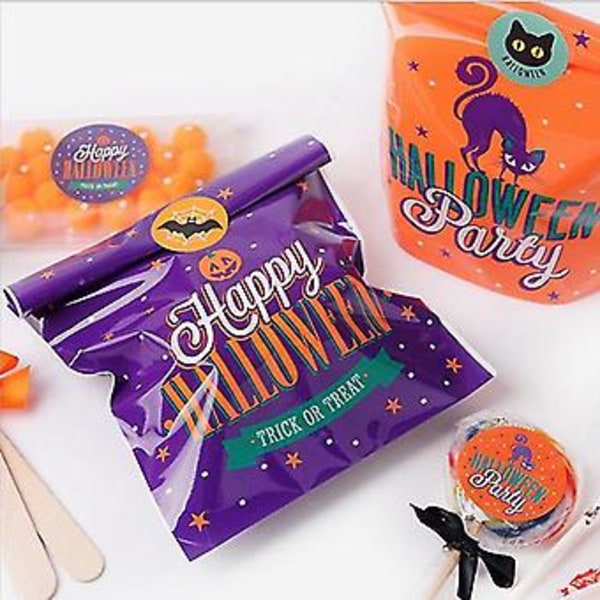 50 stk Halloween Godteriposer Cookies Gavepose Halloweenfest Pynt Godteribokser Lilla