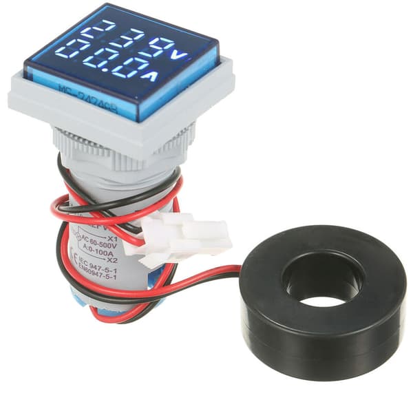 (Rød) Mini firkantet digitalt volt-amperemeter Voltammeter Amperemeter Voltme
