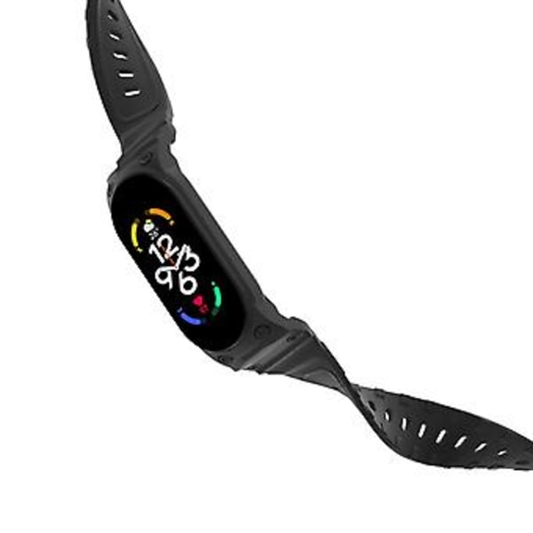 Integreret TPU Urrem Til Xiaomi Mi Band 7 / 6 / 5 (Sort)