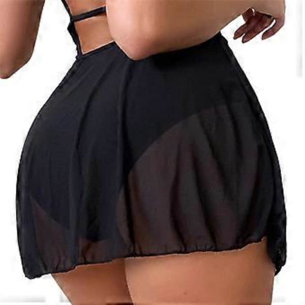 Strandnederdel til kvinder, sexet bikini-cover-up, svømmedragt, slå-om-nederdel, sort S (S sort)