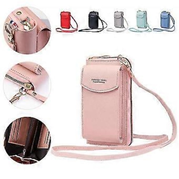 Dame Clutch Taske Pung Læderpung Dame Håndtaske Kort Telefon Holder Etui Mønt (Lysegrå)