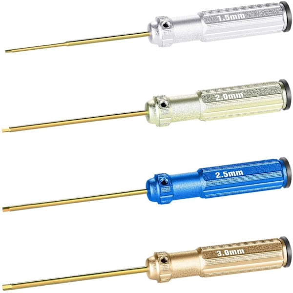 4 kpl Titanium Nitride -pintakäsittelyllä varustettuja kuusiokoloavaimia värillisillä kahvoilla