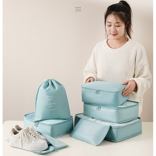 Beige, 7-delt sett for reisebagasjehåndtering, klespose, sko