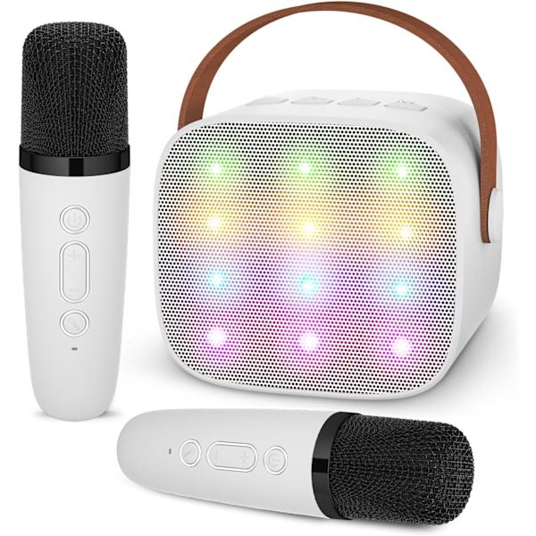Trådløs børne-karaokemikrofon med 2 mikrofoner (hvid), Porta