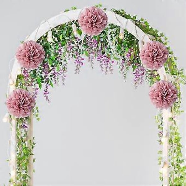 5 stk. Hengbare Papirblomsterballer Trekkblomst Ornament for DIY Papir Bryllup Bursdager (Rosegull)
