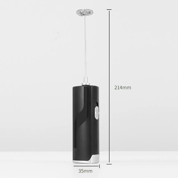 (Svart) Mini håndholdt trådløs blender med elektrisk melkeskummer