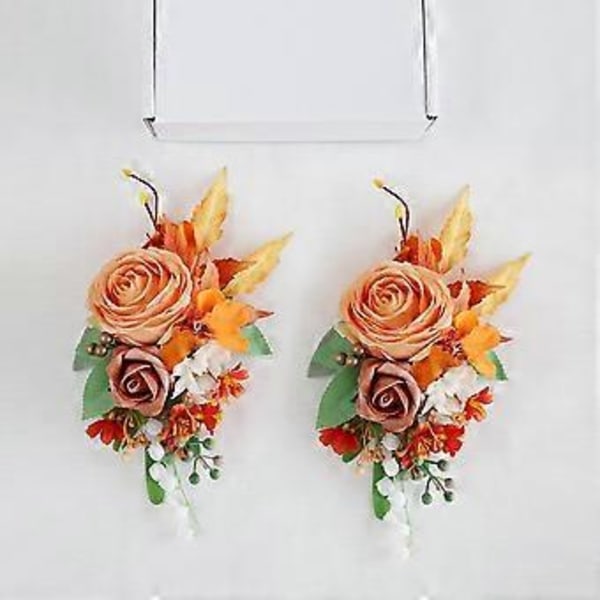 Skuldercorsager Bryllupsblomster, Kunstig Hovedbeklædning Blomst Simuleret Corsage til Bryllupsceremoni Jubilæum Prom Middagsfest (hvid)