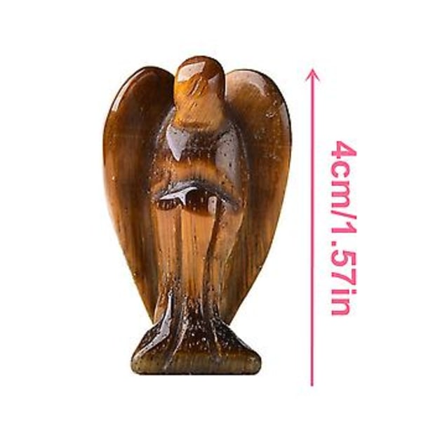 Tigerøje Engel Dekor Healing Krystaller Poleret Natursten Skulptur Statue Håndskåret (Sort)