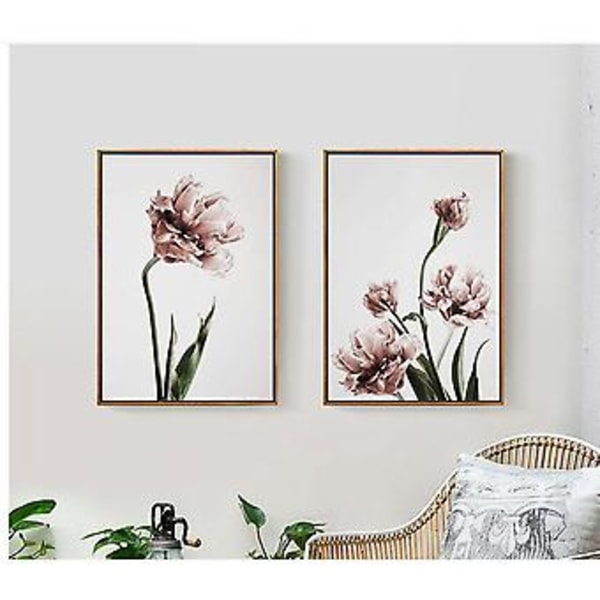 Wekity Tulpan Väggkonst Canvas Print Poster, Enkel Modekonst Ritning Dekoration för Hem Vardagsrum Sovrum Kontor och Barnrum (Set om 3 Oinramade