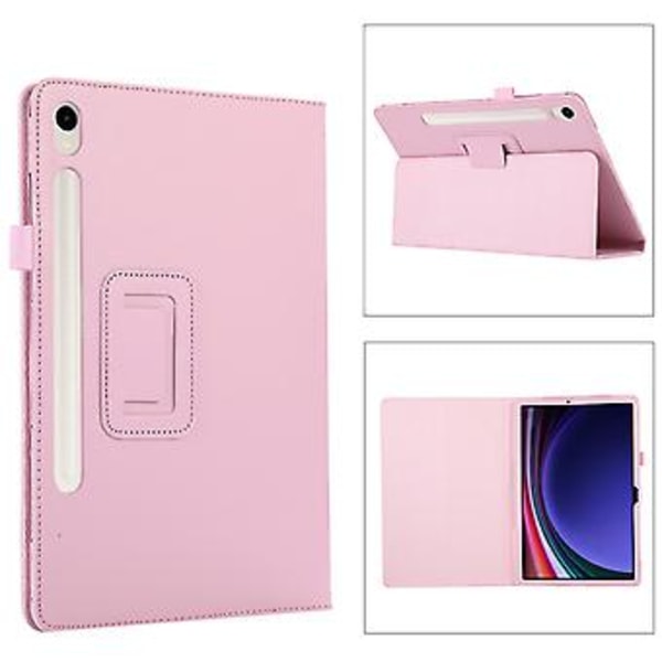 Tabletskal i Litchi-struktur för Samsung Galaxy Tab S9+ (Roseröd)
