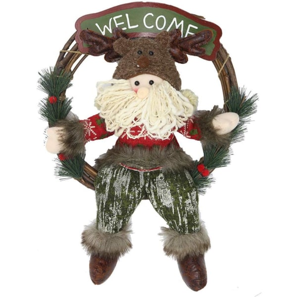 Merry Christmas Wreath Santa Claus Snowman Reindeer Dolls Artific