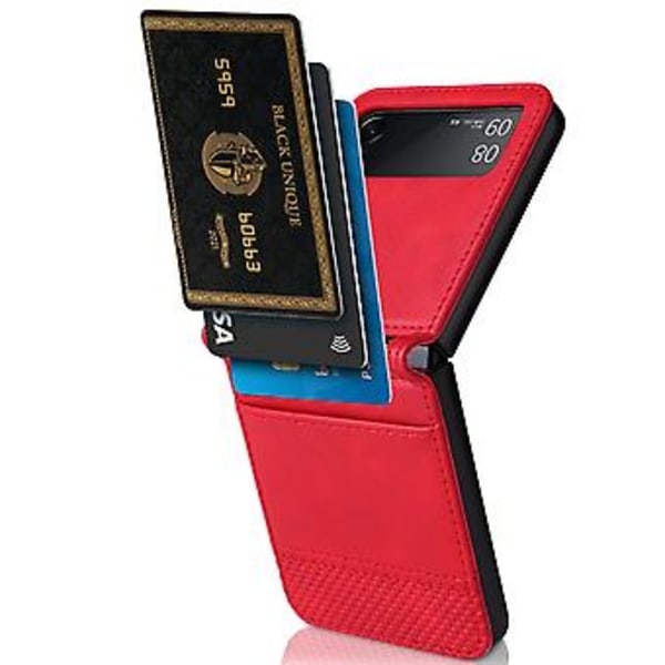 Retro Texturerat Läderfodral för Samsung Galaxy Z Flip3 5G (Röd)